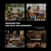 Musiccube D2MAX Enceinte Vintage en Bois avec Prise Casque, Fonction Effets Multiples, Gamme Complète, Rechargeable, Amplificateur de Guitare pour Busking