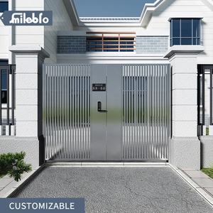 Smile <span class=keywords><strong>Bro</strong></span>-puerta de aluminio para villa y jardín, puerta de aluminio resistente al agua y al sol, Color negro, Doble - Product Image 4