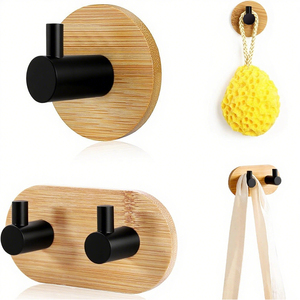 Soporte adhesivo de gancho para llave de pared de madera para <span class=keywords><strong>perchero</strong></span> ganchos multiusos fregona decorativa montada en la pared - Product Image 1