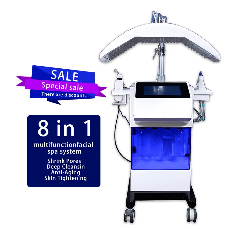 पीडीटी लाइट हॉट सेल माइक्रोडर्माब्रेशन त्वचा देखभाल मशीन 8 इन 1 फेशियल ब्यूटी मशीन के साथ सबसे लोकप्रिय हाइड्रा मशीन