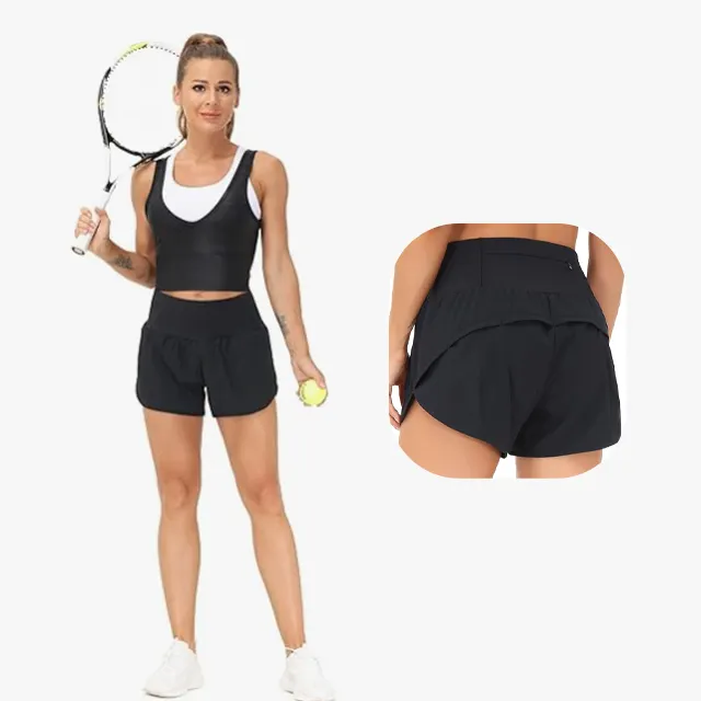 Short de course pour femme avec poches zippées Short de sport d'entraînement athlétique à séchage rapide pour femme Short de sport