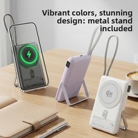 Pengisian Daya Nirkabel Magnetik Ultra-tipis Paduan Logam Semi-padat Baterai 10000mAh Ringan Pengisian Cepat Dua Arah Power Bank
