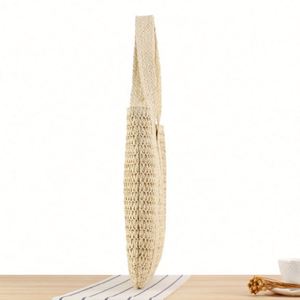 Advanced French Simple Casual Shoulder Straw Tote Bag Seaside Holiday Large Capacity Beach Bag Embroidery Two <b>Open</b> for Summer - Product Image 5