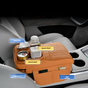 Boîte d'accoudoir de voiture en cuir multifonctionnelle de luxe Marcan avec coussin surélevé, boîte à mouchoirs, porte-gobelet et sac de rangement, ajustement standard - Product Image 5