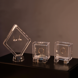 Transparent Square Plastic <b>Jewelry</b> Display <b>Box</b> With Floating Effect <b>For</b> <b>Necklace</b> Earrings Ring Storage Presentation - Product Image 3