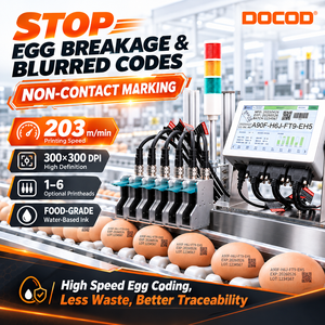 เครื่องพิมพ์อิงค์เจ็ทอุตสาหกรรมสำหรับไข่ TIJ ออนไลน์ ราคาประหยัด รุ่น Docod T600-6 ความละเอียดสูง สำหรับพิมพ์รหัสวันหมดอายุและบาร์โค้ด - Product Image 2