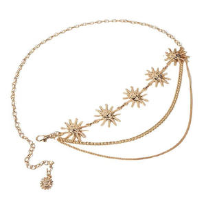 Cadena de cintura metálica con colgante de sol, de aleación de zinc dorada, estilo punk, para fiesta, para mujer, diseño de una sola vuelta - Product Image 5