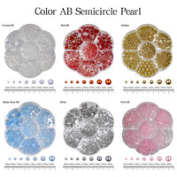 TSZS En gros, Boîte à fleurs de prunier à 7 compartiments, Perles pour ongles en résine AB demi-rondes, multiformes, multicolores, à dos plat, pour décorations d'ongles DIY
