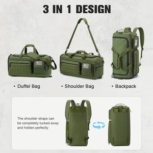 Factory Tactical Outdoor Travel <b>Duffle</b> <b>Bag</b> 50L <b>Large</b> Capacity Polyester Gym Backpack with Zipper Closure Shoes Compartment - Product Image 4