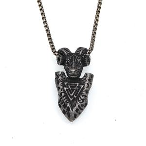 Mens WaterProof Stainless Steel Ram Head Pendant <b>Necklace</b> Viking <b>Celtic</b> Biker Gothic Box Chain Gold Silver Black Hypoallergenic - Product Image 5