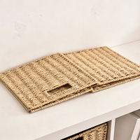 Boîte de rangement en corde de papier, pliable, avec paniers en rotin tressé, poignées intégrées et structure en fer