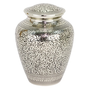 Urnas de cremación de diseño deslumbrante, talla de hoja de roble, urna de cenizas para adultos metálica sólida, urna de recuerdos de metal de primera calidad - Product Image 1