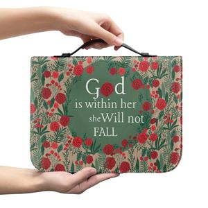 Nouvelle mode, housse de bible en cuir personnalisée, mots imprimés, étui de bible, étui de protection sacré, poignée de sac à main, poche zippée, housses de bible - Product Image 1