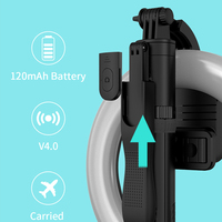 Perche à selfie longue en aluminium L06 avec anneau lumineux de 8 pouces, support de selfie tout-en-un et trépied extensible pour smartphone