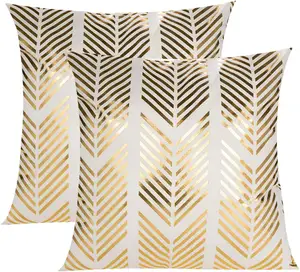 Wholesale Polvester velvet Gold Foil Printed Stock Decorative Sofa Chair floor Throw Pillow Case Cushion Cover