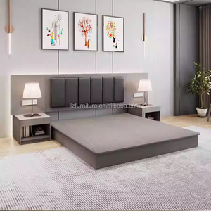 Modern Standard Hotel Bedroom Furniture Sets Cheap Wood <b>Twin</b> Single <b>Bed</b> <b>Frame</b> With Upholstered Headboard Mattress & Nightstands - Product Image 3