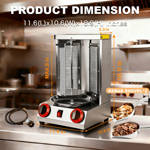 Machine à shawarma pour usage commercial et domestique, rôtissoire à gaz à double brûleur, 360° °   Rotation automatique, bac à miettes amovible - Product Image 6