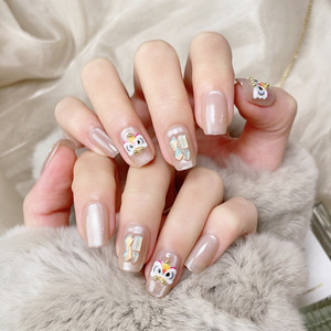 <span class=keywords><strong>Ongles</strong></span> pressés floraux de rêve faits à la main, design scintillant, élégants <span class=keywords><strong>faux</strong></span> <span class=keywords><strong>ongles</strong></span> en gel blanc, ensemble de manucure amovible - Product Image 1