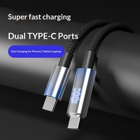 Kabel Data Braided Jacket Pengisian Cepat 100W dengan Layar Digital untuk Transfer Data Tipe-C Grosir