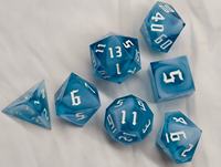 Set Dadu DND 7 Buah Resin Polihedral Warna Biru Putih Custom Musenluo, Logo Personal, Permainan Peran Meja, 14+