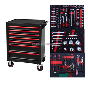 Coffret à outils 158 pièces avec jeu complet de douilles et d'outils à main, chariot de réparation robuste pour atelier de mécanique et garage, TCS-01, outil professionnel - Product Image 3