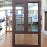 Venta al por mayor de estilo americano de doble acristalamiento de aluminio revestido de madera ventana abatible con precio de fábrica