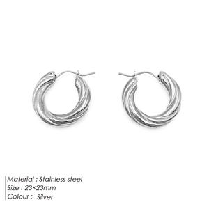 Pendientes de Aro Trenzados de Acero Inoxidable, Chapados en Oro y Plata, Modernos e Hipoalergénicos para Mujer, UIONEN 455 - Product Image 5