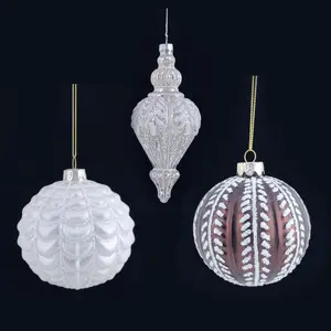 Изготовленный на заказ, оптовая продажа, винтажный современный Рождественский ручной росписью Рождественский ртутный стеклянный шар, набор украшений для дерева для дома