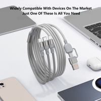 Kabel Charger HP 2 in 3 100W Nylon Braided Tipe-C Fast Charging USB-C dengan Transfer Data untuk Ponsel Tablet iPhone