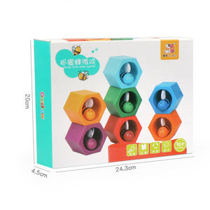 <span class=keywords><strong>Jeu</strong></span> de société Montessori en bois : Abri des abeilles sensoriel doux avec pinces pour la coordination œil-main et l'éducation précoce aux mathématiques pour les enfants - Product Image 6