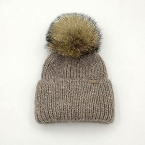 Hot Sale Custom Logo Knitted Wool Hat <b>Winter</b> Beanies Hats With Detachable Fur Pompom Luxury Beanie Hats With Pompom - Product Image 3