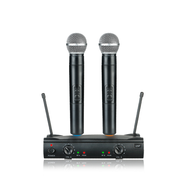 Classic 58a UHF Dual Channel Lightweight Plastic Handheld Wireless Microphone for Professional Karaoke Use