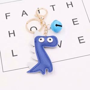 Creative Dinosaur PU Leather <b>Keychain</b> Cute Bag Pendant Bell Charm Car Key Ring Cross Border Gift - Product Image 4