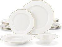 Nouvel ensemble de vaisselle en porcelaine fine 24 pièces doré / Service de table / Ensemble de plats en céramique pour 6 personnes