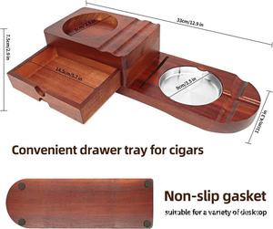Custom Metal Wooden Ashtray European Desktop Drawer Cigar Tray Multifunctional <b>Whiskey</b> <b>Glass</b> Holder Cigar Ashtray Accessories - Product Image 3