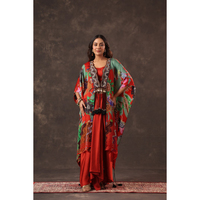 Achetez un kaftan imprimé avec robe intérieure pour femmes, vêtements de resort brodés, tenue bohème pour les fêtes, tenue ethnique élégante