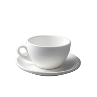 Tasse et soucoupe en porcelaine blanche écologique de 300 ml, tasse de barista pour l'art latte, vente en gros pour les cafés