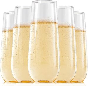 Verres à vin sans pied <span class=keywords><strong>en</strong></span> <span class=keywords><strong>plastique</strong></span> transparent de 9oz jetables avec bord doré pour le grillage du mimosa des flûtes à <span class=keywords><strong>champagne</strong></span> - Product Image 4