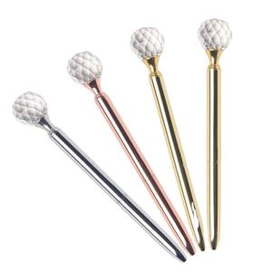 Commercio all'ingrosso 1.0mm Premium penna a sfera di fabbrica in metallo diamante rosa oro <span class=keywords><strong>grande</strong></span> diamante trasparente 1.0mm larghezza di <span class=keywords><strong>scrittura</strong></span> - Product Image 1