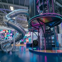Parc d'attractions intérieur personnalisé de style cyberpunk, conforme aux normes ASTM, pour adolescents, avec toboggans ou trampolines, adapté à tous les âges