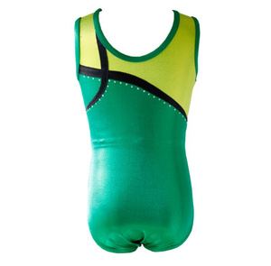 <span class=keywords><strong>Justaucorps</strong></span> de gymnastique verts pour enfants filles strass sans manches bon marché en gros d'usine - Product Image 4