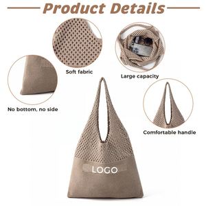 Custom Personalized Cotton Leather Gift Durable Tote <b>Bags</b> Wholesale <b>Knitted</b> Handmade Shoulder <b>Bags</b> Crochet Hand Woven Logo - Product Image 4