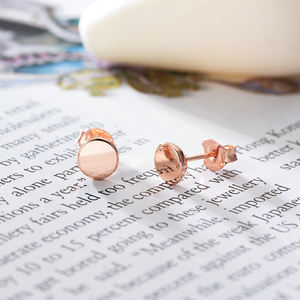 कस्टम गहने minimalist शैली गुलाब सोने के रंग दौर प्रारंभिक डिस्क के लिए स्टड कान की बाली सरल कान की बाली संवर्धन महिलाओं देवियों - Product Image 4