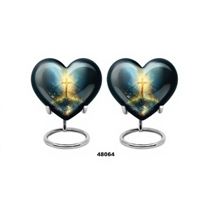 Vente chaude belle croix aurore thème coeur crémation urne pour cendres humaines urne souvenir décorative avec support et sac gratuit - Product Image 1