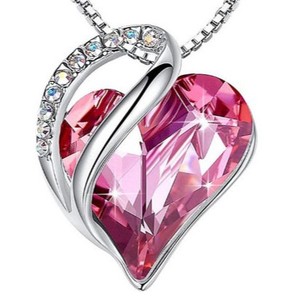 Collana Romantica a Cuore con Zirconi, Placcata Argento, in Rame, con Pietra Portafortuna, Regalo di San Valentino e Anniversario per Donna, Gioiello alla Moda - Product Image 3