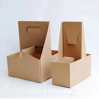 Großhandel Wellpappe Kraft Pappbecher halter Dose mit Griff zum Mitnehmen Trinken Custom ized Brand Logo