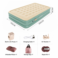 Matelas de couchage gonflable hybride haute performance pliable et portable avec pompe intégrée pour le camping et la maison, revêtement en PVC floqué, plusieurs tailles