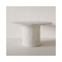 Table basse de luxe en marbre européen SH STONE, en pierre calcaire blanche personnalisée pour salon, table basse moderne avec finition de surface polie