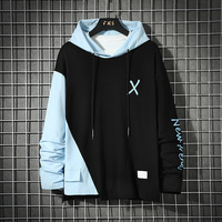 Vêtements pour hommes en gros Pulls à manches longues pour jeunes hommes Pulls pour adolescents Mode Patchwork Pull à capuche pour hommes