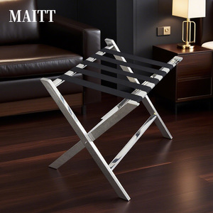 Porte-bagages en acier inoxydable pour mobilier d'hôtel, étagère de rangement pour chambre d'hôtel, porte-bagages pliable sur pied pour salon à domicile - Product Image 1